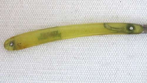 Vintage Bismarck Solingen Cutthroat Straight Razor Original Box Yellow Transparent Handle L: 240 mm