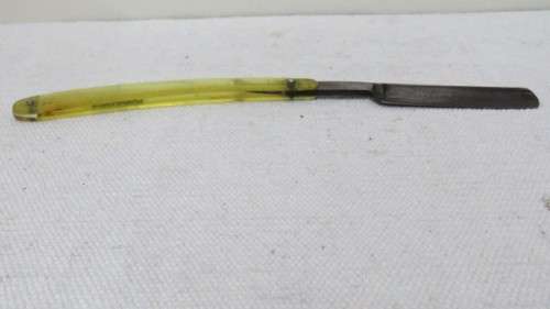 Vintage Bismarck Solingen Cutthroat Straight Razor Original Box Yellow Transparent Handle L: 240 mm
