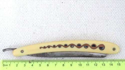 Vintage J.A. Henckels Solingen Zwillingswerk Cutthroat Razor Original Box Decorated Handle 23,5 cm
