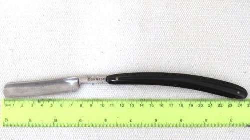 Vintage T.P. Cadman & Sons Ltd Sheffield England Bengall Cutthroat Razor In Box Black Handle 25 cm