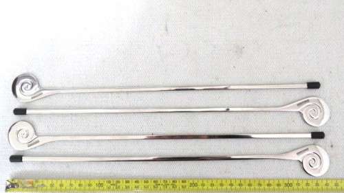 Fabulous Vintage Carrol Boyes (1954-2019) Set of Four 18/8 S/Steel `Coil` Kebab Skewers L: 340 mm
