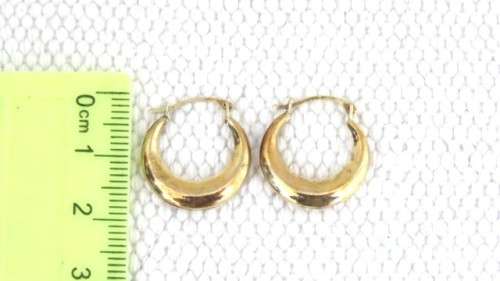 Stunning Vintage Sterling Silver & 9ct Gold Bonded Plain Puffy Hoop Earrings 18 x 19 mm (0.8 g)