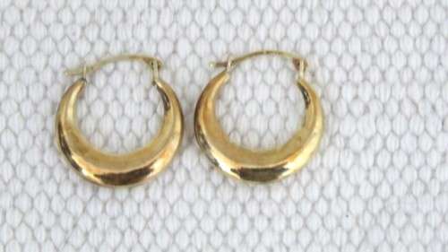 Stunning Vintage Sterling Silver & 9ct Gold Bonded Plain Puffy Hoop Earrings 18 x 19 mm (0.8 g)