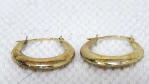 Stunning Vintage Sterling Silver & 9ct Gold Bonded Plain Puffy Hoop Earrings 18 x 19 mm (0.8 g)