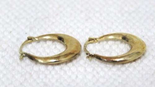 Stunning Vintage Sterling Silver & 9ct Gold Bonded Plain Puffy Hoop Earrings 18 x 19 mm (0.8 g)