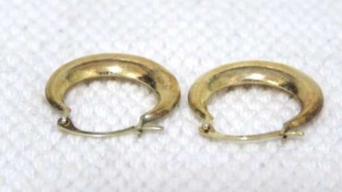 Stunning Vintage Sterling Silver & 9ct Gold Bonded Plain Puffy Hoop Earrings 18 x 19 mm (0.8 g)