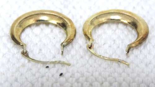 Stunning Vintage Sterling Silver & 9ct Gold Bonded Plain Puffy Hoop Earrings 18 x 19 mm (0.8 g)