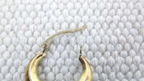 Stunning Vintage Sterling Silver & 9ct Gold Bonded Plain Puffy Hoop Earrings 18 x 19 mm (0.8 g)