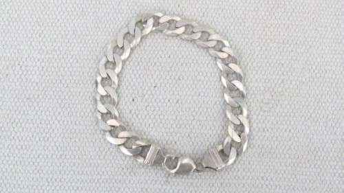 Stunning Vintage Sterling Silver Chunky `Italy` Men`s 11 mm Curb Chain Bracelet L: 113 mm (31.3 g)