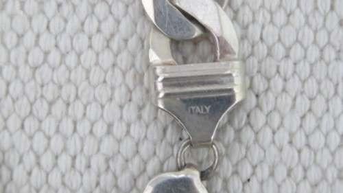 Stunning Vintage Sterling Silver Chunky `Italy` Men`s 11 mm Curb Chain Bracelet L: 113 mm (31.3 g)