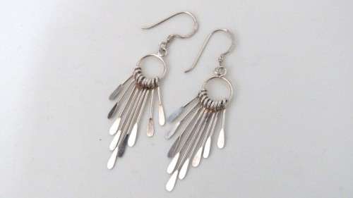 Unique Vintage Sterling Silver (.925) Cascade Drop Earrings L: 51 mm (2.8 g)