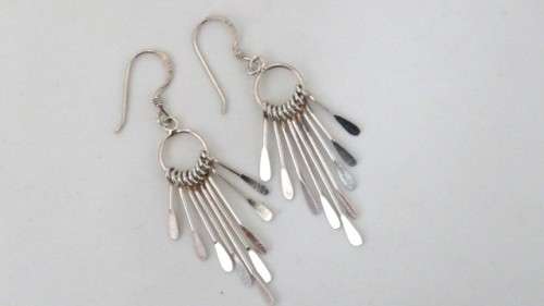 Unique Vintage Sterling Silver (.925) Cascade Drop Earrings L: 51 mm (2.8 g)
