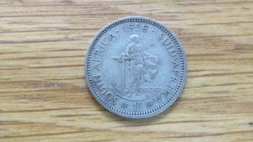 Union of South Africa Silver (.500) 1958 One Shilling Coin (5.6 g)