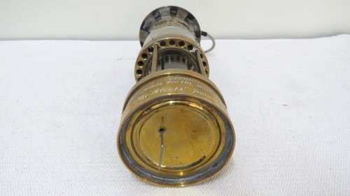 Superb Vintage E. Thomas & Williams Ltd Authentic Brass/Stainless Steel Miner`s Oil Lamp In Holder
