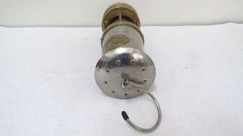 Superb Vintage E. Thomas & Williams Ltd Authentic Brass/Stainless Steel Miner`s Oil Lamp In Holder