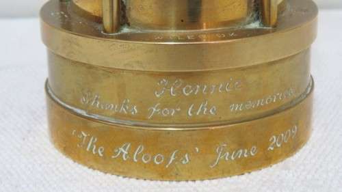 Superb Vintage E. Thomas & Williams Ltd Authentic Brass/Stainless Steel Miner`s Oil Lamp In Holder
