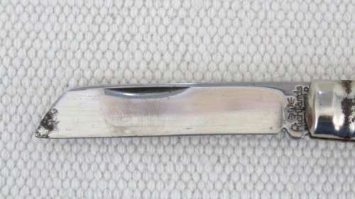 Vintage Richards Sheffield Folding Knife One Blade Mottled Cream/Brown Handle L: 147 mm SOLD AS IS