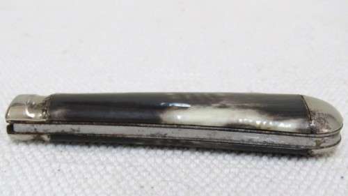 Vintage Richards Sheffield Folding Knife One Blade Mottled Cream/Brown Handle L: 147 mm SOLD AS IS