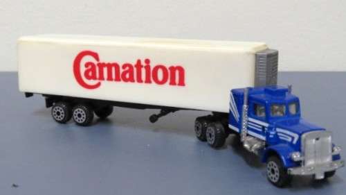 Fantastic Vintage Zee Toys Die Cast And Plastic `Carnation` Semi Truck Trailer Scale 1:87 L: 190 mm