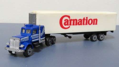 Fantastic Vintage Zee Toys Die Cast And Plastic `Carnation` Semi Truck Trailer Scale 1:87 L: 190 mm