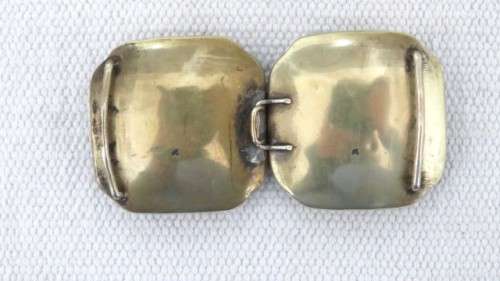Beautiful Antique Japanese Satsuma Hand Painted Porcelain Enamel Belt Buckle (Two Parts) 5 x 5 cm
