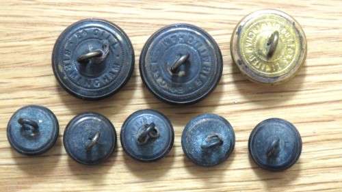 Eight South African Army General Service Buttons - Three Large, Five Small
