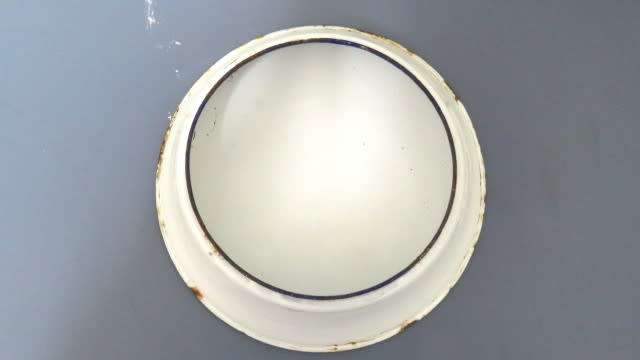 Antique White Enamel Spit Bowl (Spittoon) With Blue Trim 230 x 75 mm SOLD AS IS