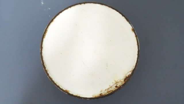 Antique White Enamel Spit Bowl (Spittoon) With Blue Trim 230 x 75 mm SOLD AS IS