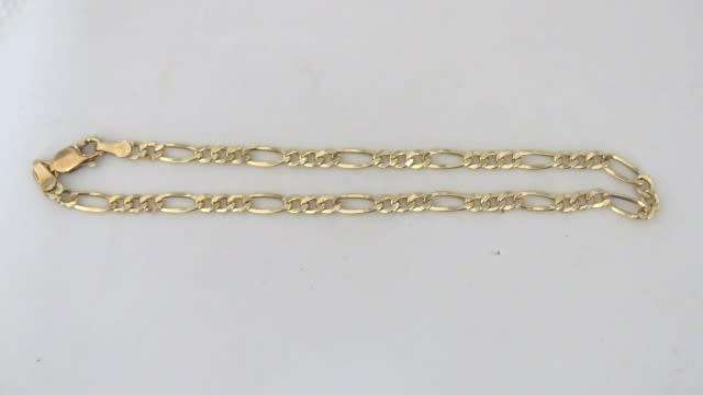Fabulous Vintage Sterling Silver 925 & 9ct Gold Bonded Figaro Chain Bracelet L: 100 mm (2.2 g)