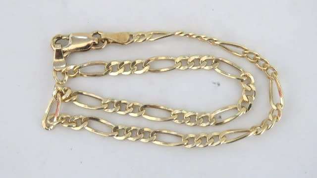 Fabulous Vintage Sterling Silver 925 & 9ct Gold Bonded Figaro Chain Bracelet L: 100 mm (2.2 g)