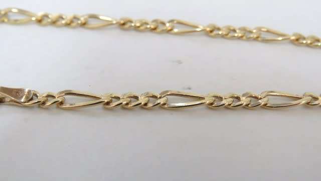 Fabulous Vintage Sterling Silver 925 & 9ct Gold Bonded Figaro Chain Bracelet L: 100 mm (2.2 g)