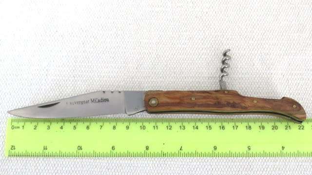 Fabulous Vintage `Lauvergnat Miladiou` Folding Knife With Corkscrew & Wood Handle L: 220 mm
