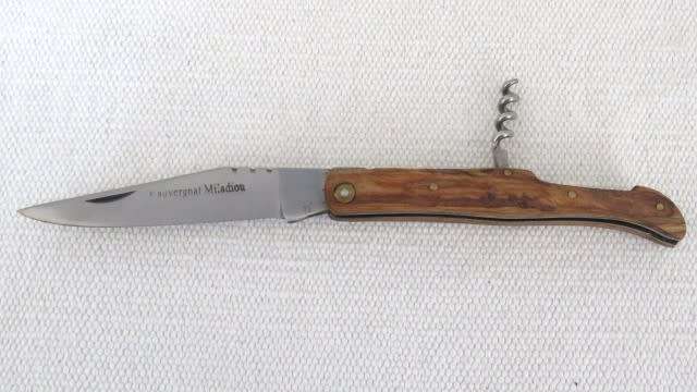 Fabulous Vintage `Lauvergnat Miladiou` Folding Knife With Corkscrew & Wood Handle L: 220 mm