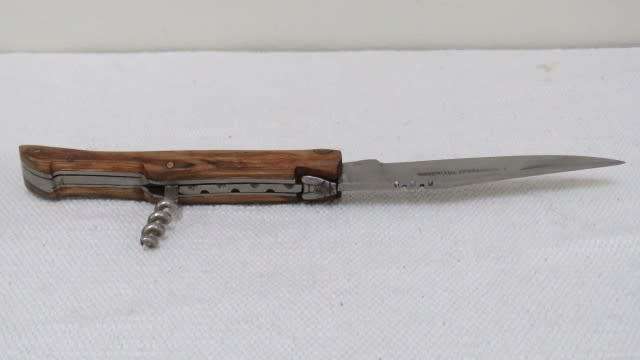 Fabulous Vintage `Lauvergnat Miladiou` Folding Knife With Corkscrew & Wood Handle L: 220 mm