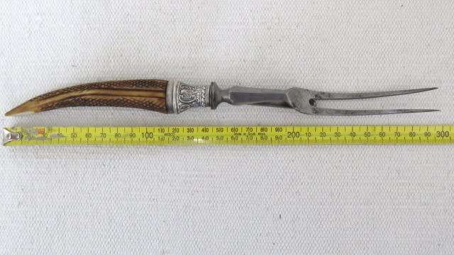 Vintage Bird & Co Imperial Silver Works Sheffield 3 Piece Carving Set Staghorn Handles SOLD AS IS