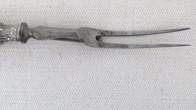 Vintage Bird & Co Imperial Silver Works Sheffield 3 Piece Carving Set Staghorn Handles SOLD AS IS