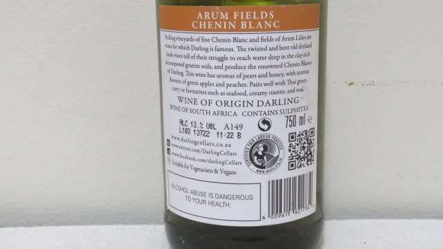 Sealed 750ml Bottle of Award Winning Darling Cellars Reserve Arum Fields 2022 Chenin Blanc
