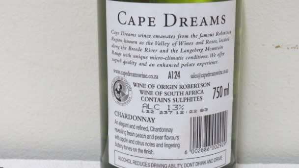 Sealed 750ml Bottle of Cape Dreams 2022 Chardonnay