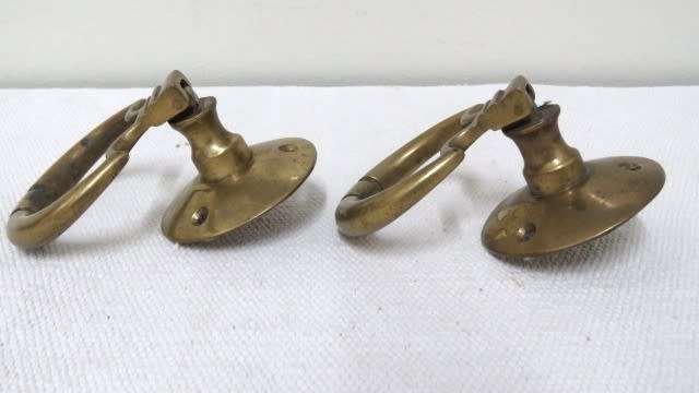 Two Stunning Vintage Solid Brass Drawer/Cupboard/Door Swing Drop Pull Handles 70 x 75 mm