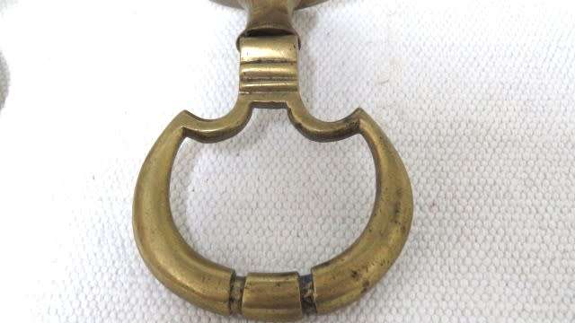 Two Stunning Vintage Solid Brass Drawer/Cupboard/Door Swing Drop Pull Handles 70 x 75 mm