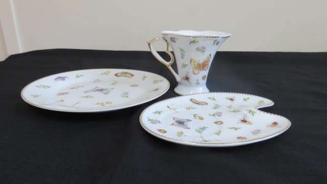 Wiesenthal Collection Tea Cup Trio Butterflies Fine Porcelain