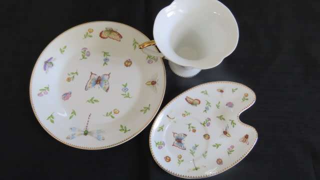 Wiesenthal Collection Tea Cup Trio Butterflies Fine Porcelain