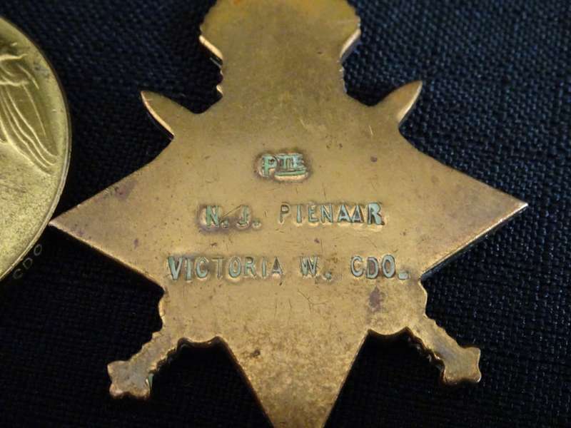 A Set of WW1 Awarded metals (PTE N.J PIENAAR VICTORIA WEST CDO)