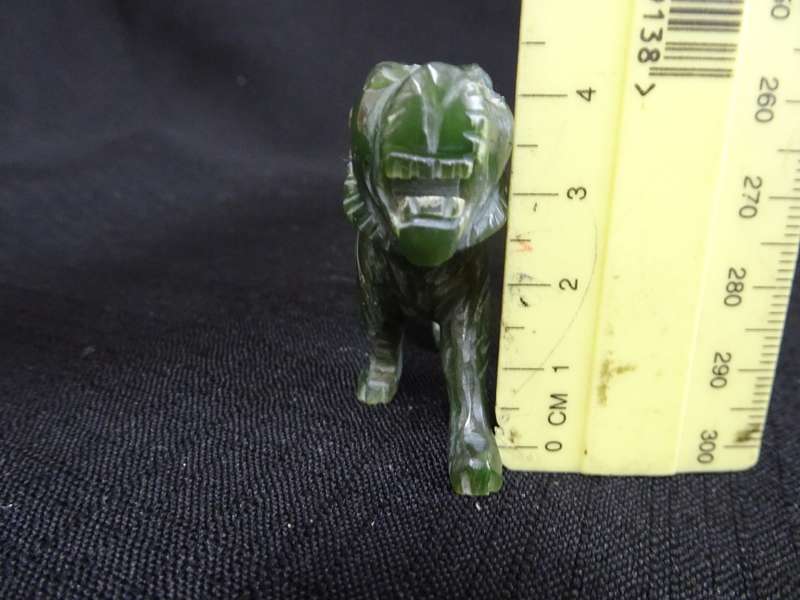 Gorgeous Natural Green Jade Gemstone Lion Figure