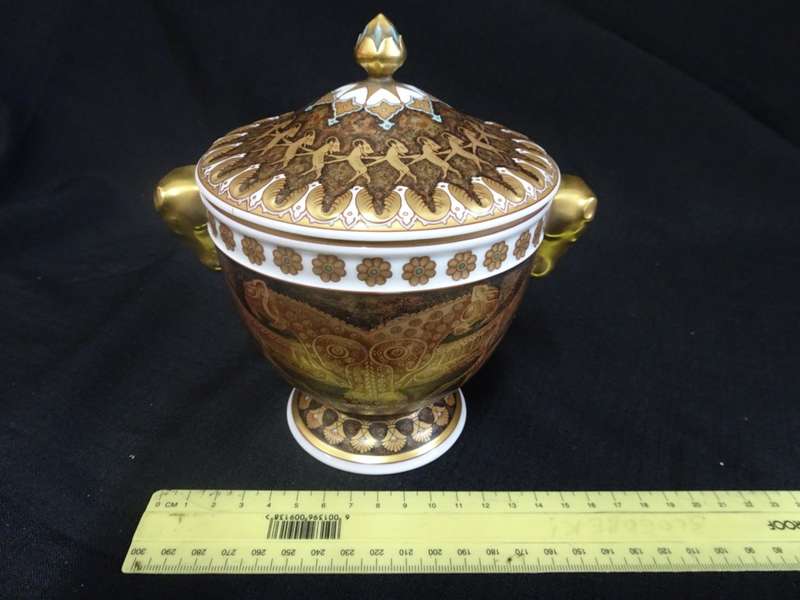 Exceptional Hand Painted Porcelain Lidded Coupe Made in Hutschenreuther Germany