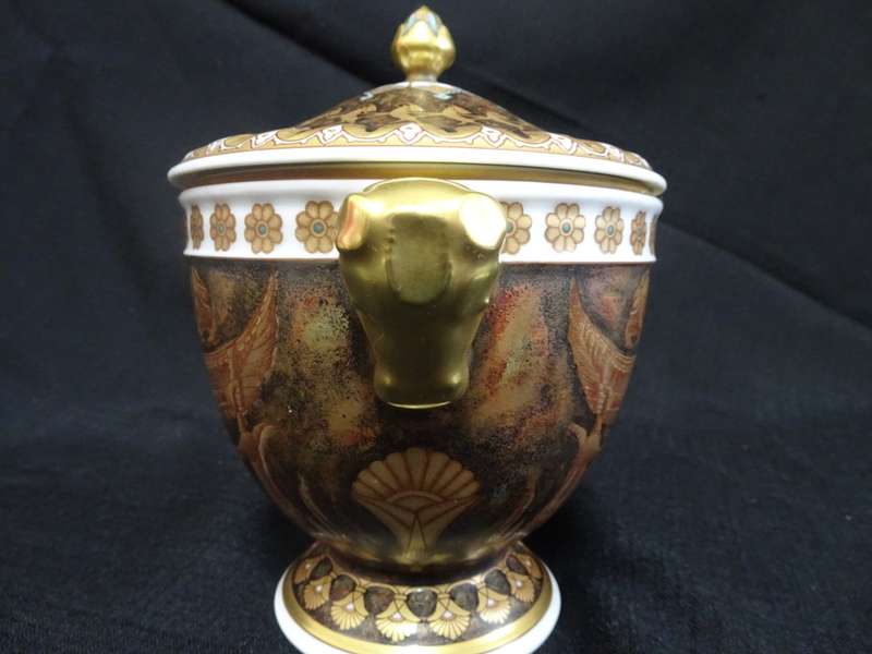 Exceptional Hand Painted Porcelain Lidded Coupe Made in Hutschenreuther Germany