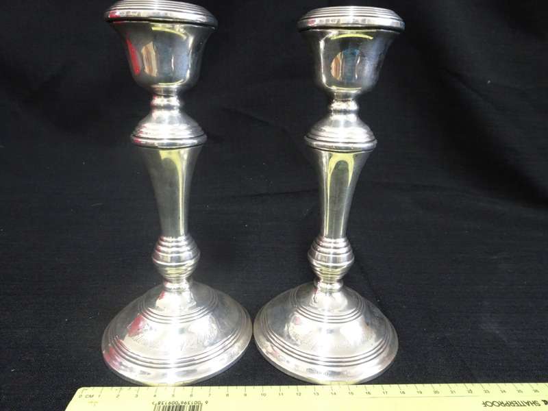 Stunning 1967-68 Birmingham Hallmark Silver Pair Of Candlesticks With Reeded Rims (Read Description)