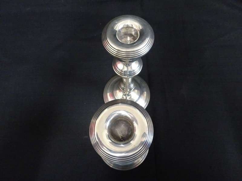 Stunning 1967-68 Birmingham Hallmark Silver Pair Of Candlesticks With Reeded Rims (Read Description)