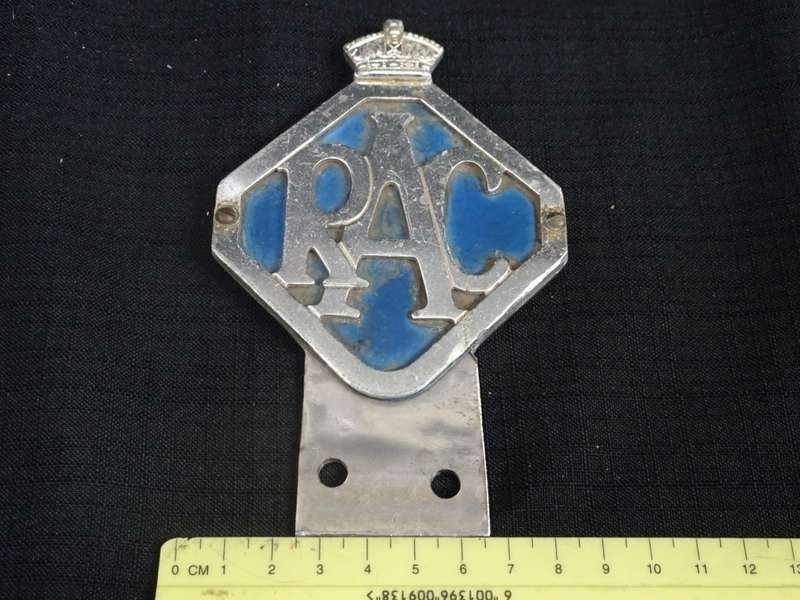 RAC Royal Automobile Club Car Grille Badge With King Crown And Blue Backplate (H - 13.5cm/B - 8.5cm)