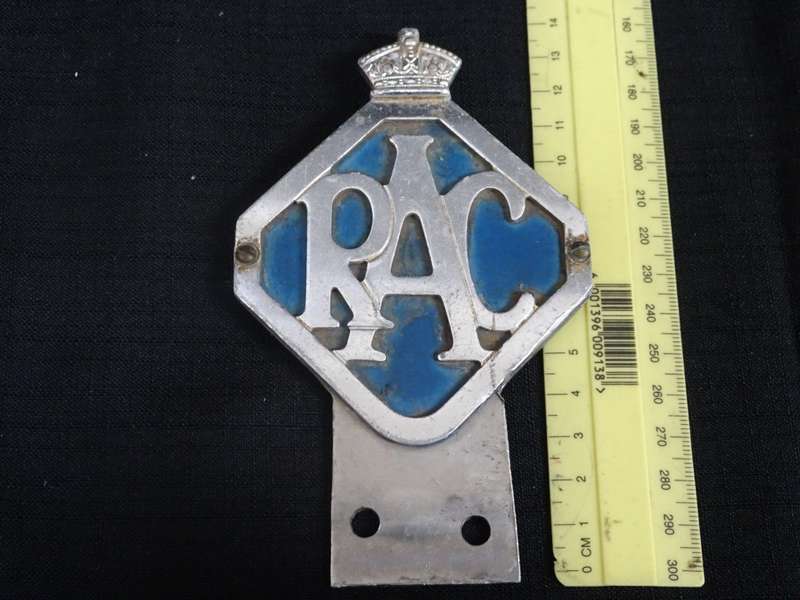 RAC Royal Automobile Club Car Grille Badge With King Crown And Blue Backplate (H - 13.5cm/B - 8.5cm)